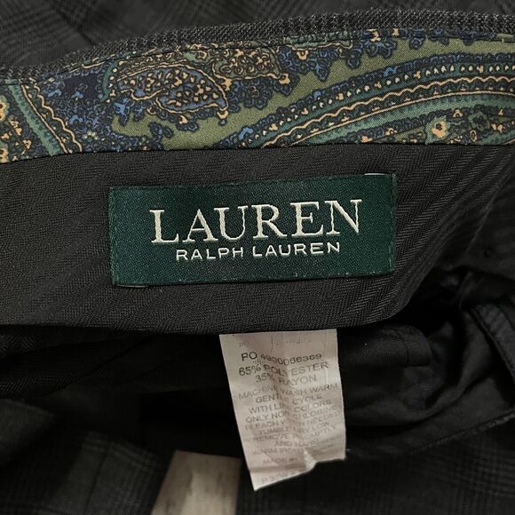 Lauren Ralph Lauren Men's W32 x L30 Gray Glen Check Flat Front Dress Pants - Picture 5 of 8